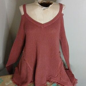 Free People Off-the-Shoulder Sweater - Dusty Pink